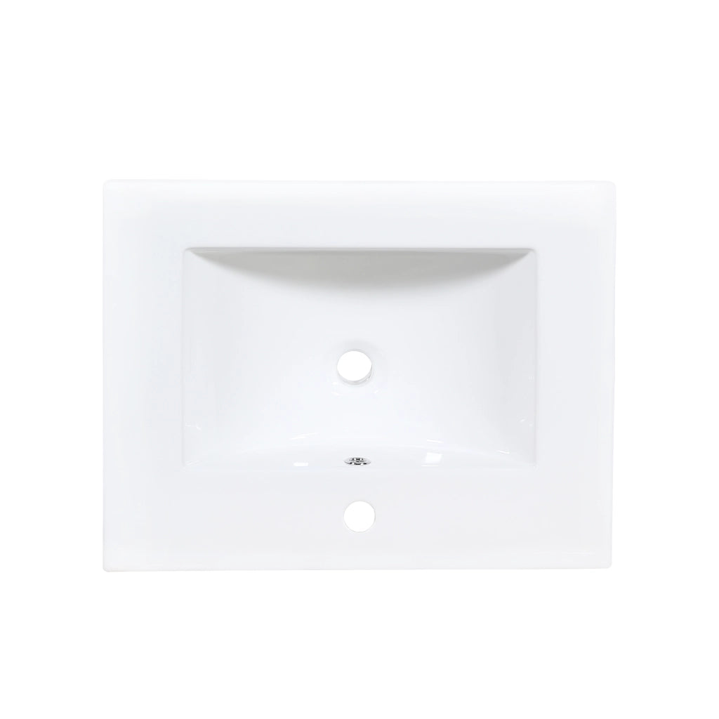 Mobile sottolavabo con lavabo in ceramica, 2 ante ammortizzate, cassetto e ripiani, per bagno, bianco, 61 × 47 × 87 cm