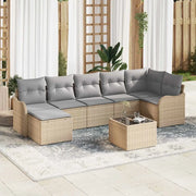 Set Divano da Giardino Beige polyrattan