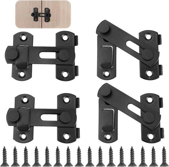 Ganci per porte 4 pezzi striscia di acciaio inox nera - guaina per porte finestre - porte da animali porte da giardino.