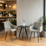 Set di 2 sedie da pranzo ergonomiche imbottite in similpelle grigia
