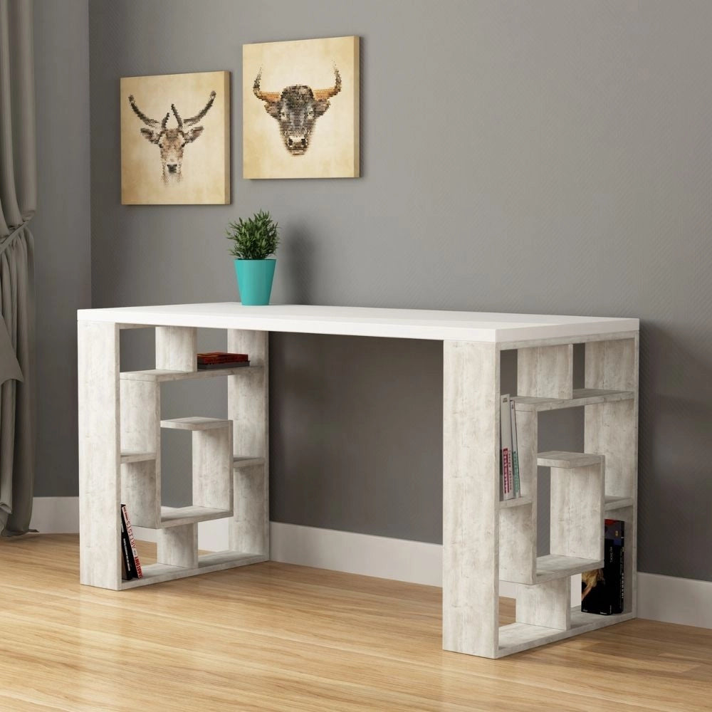Scrivania 140x60x75 cm in MDF Labirent Bianco