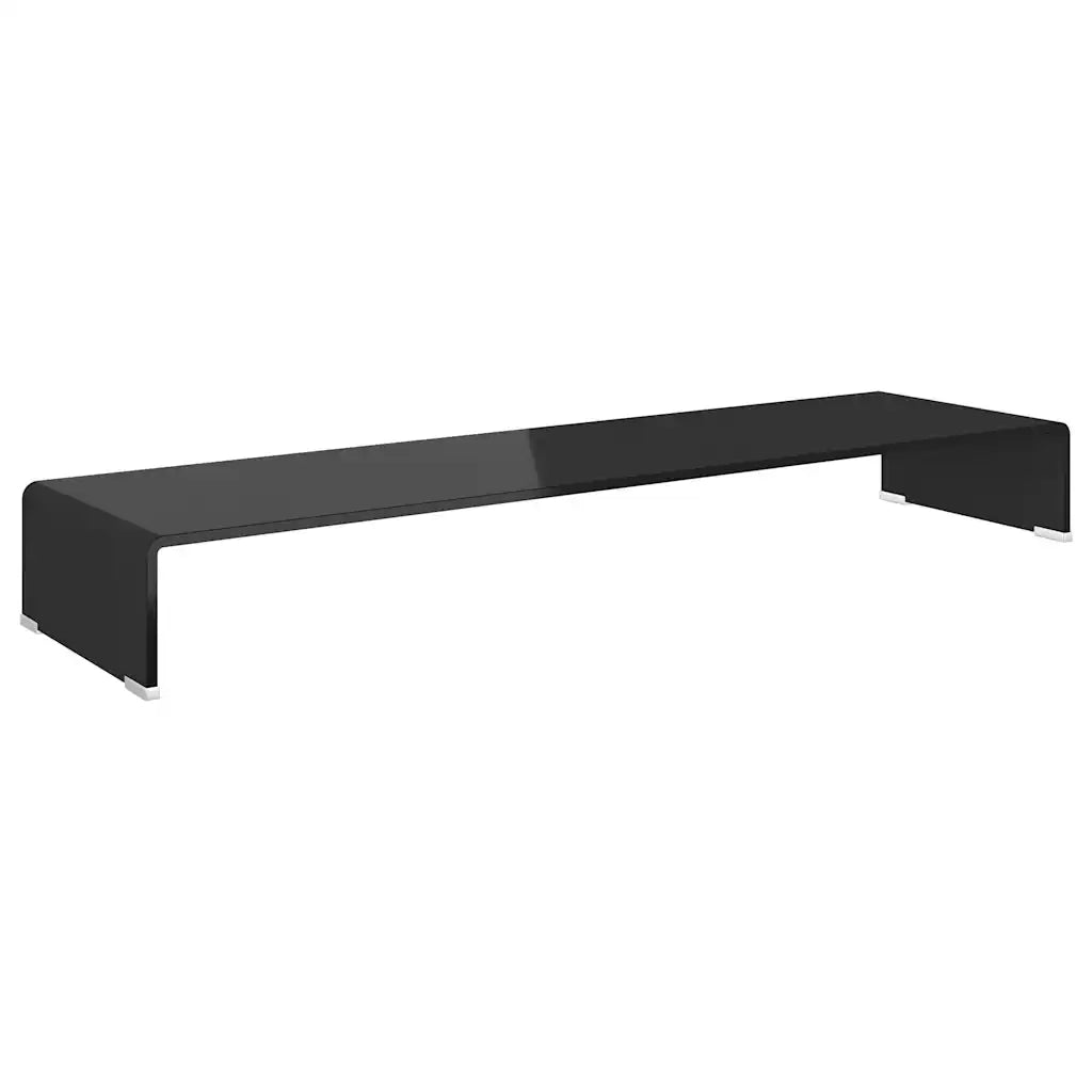 Mobile/Rialzo Porta TV-Supporto per TV in Vetro Nero 110x30x13 cm