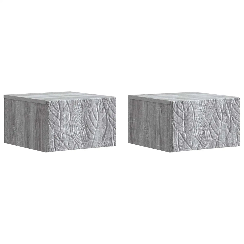 Set di 2 Comodini | Armadio da Notte | Mobiletto da notte a muro Sonoma grigio 49 x 34,5 x 20 cm
