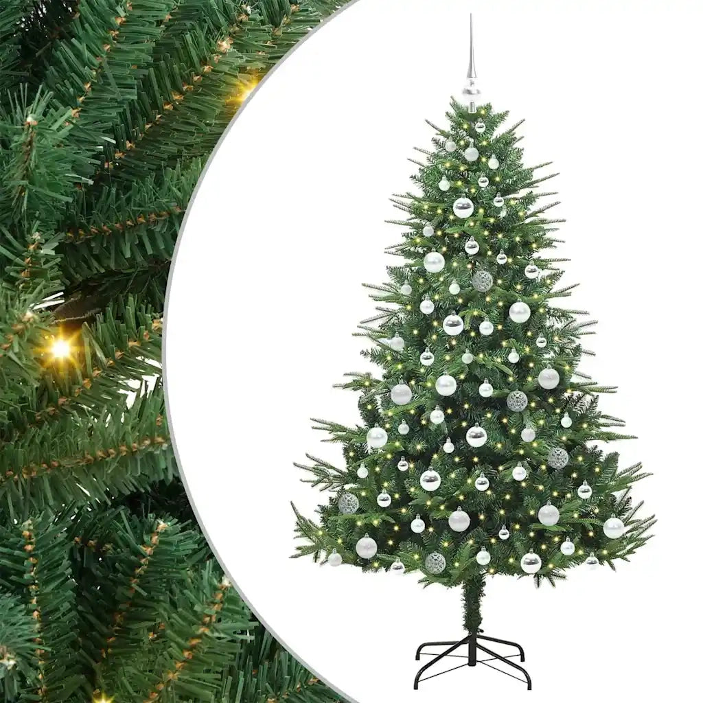 Albero di Natale Artificiale Pre-illuminato con Set di Palline