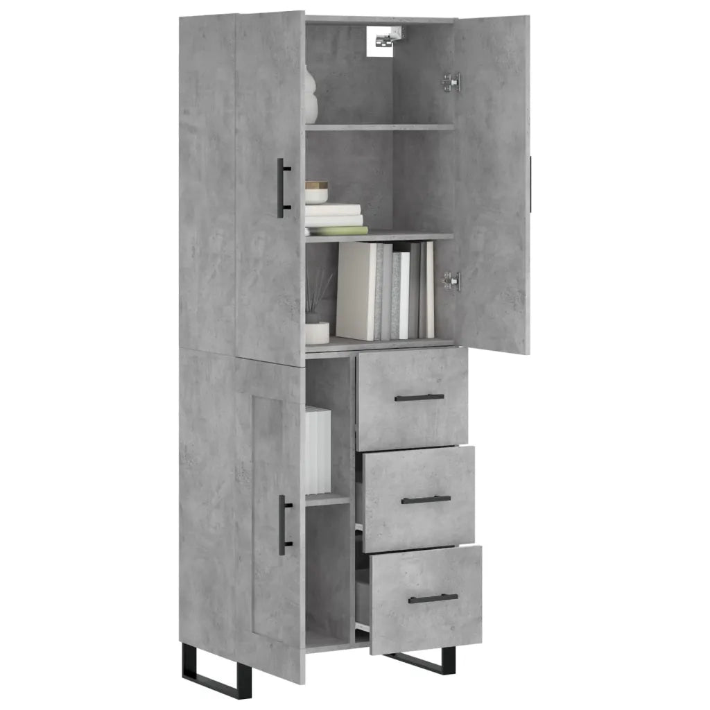 Credenza | Madia | Buffet da pranzo | Armadio da pranzo Grigio Cemento 69,5x34x180 cm in Legno Multistrato