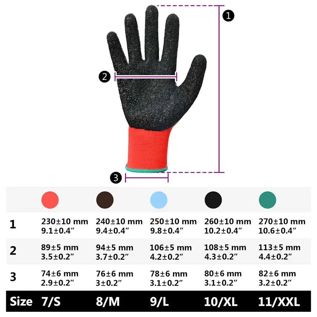 Guanti da Lavoro 12 pcs Rosso e Nero 11 / XXL 42020698