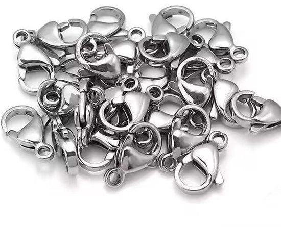 Slitte per saldatura 100 pezzi - Chiusura a molla - Cinturino 12 mm - Acciaio inossidabile - Chiusura per artigianato - Creazione di gioielli in DIY - Chiusura a molla a vite.