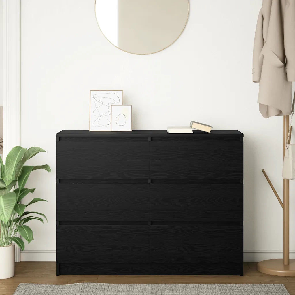 Credenza-Buffet-Armadio da cucina Rovere Nero 100x35x76 cm in Legno Multistrato