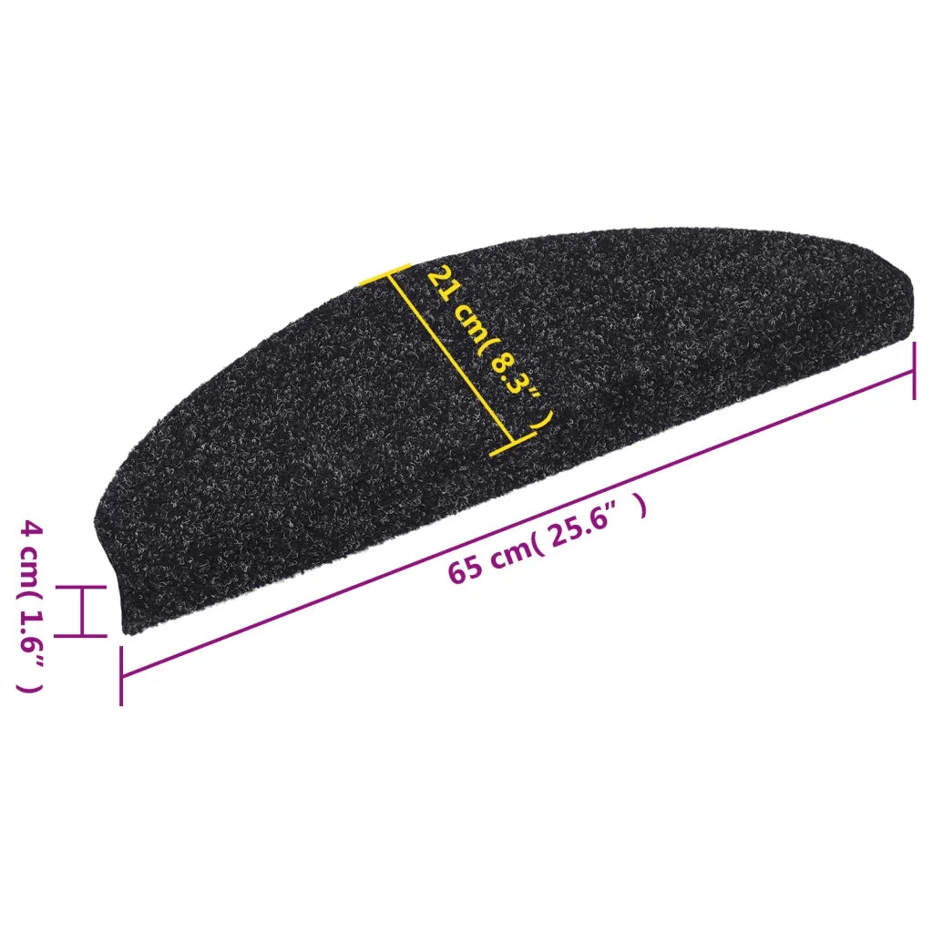 Tappetini per scale autoadesivi 5 pz | Gradini per Scale 65x21x4 cm neri semicircolari grandi
