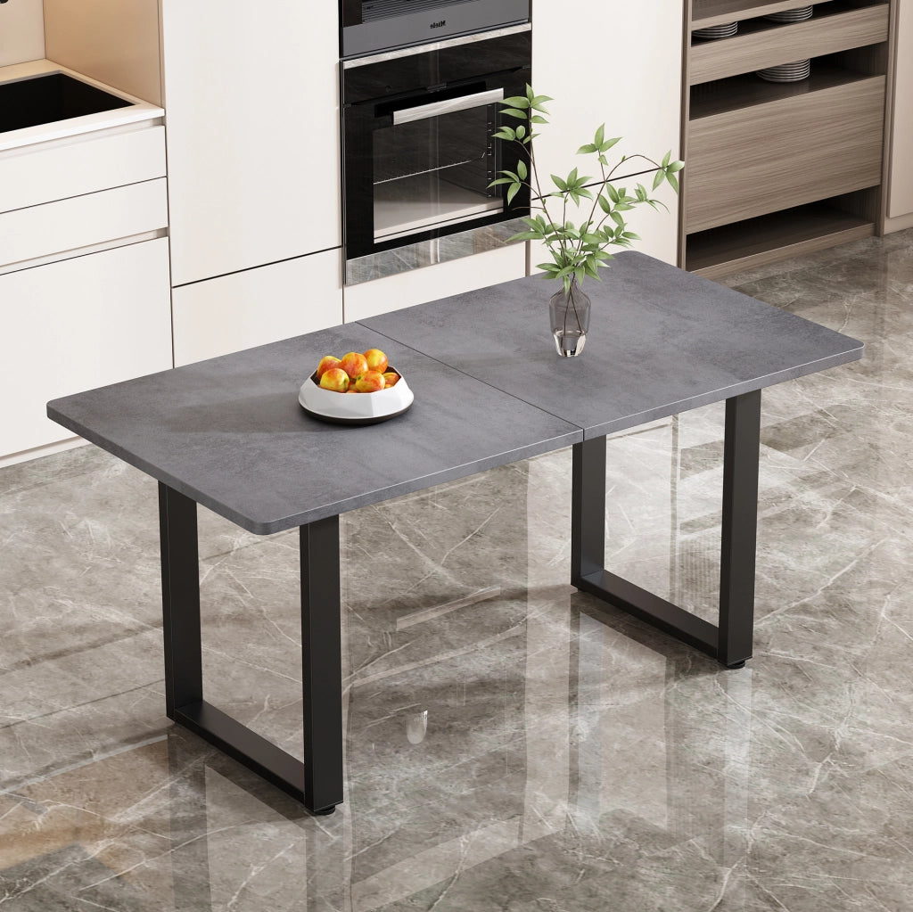 TAVOLO DA PRANZO rettangolare stile industriale nero e grigio