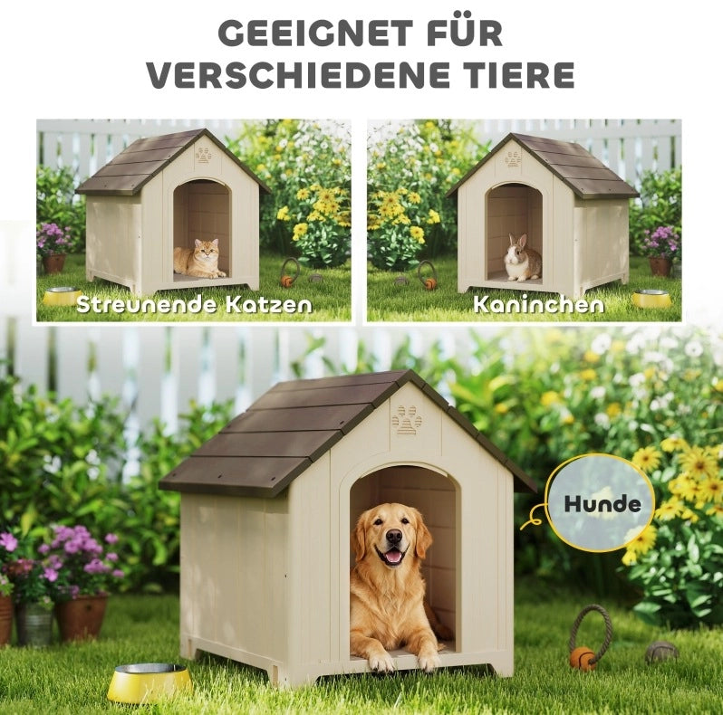 Cuccia per cani da esterno rialzata 88×79×89 cm beige