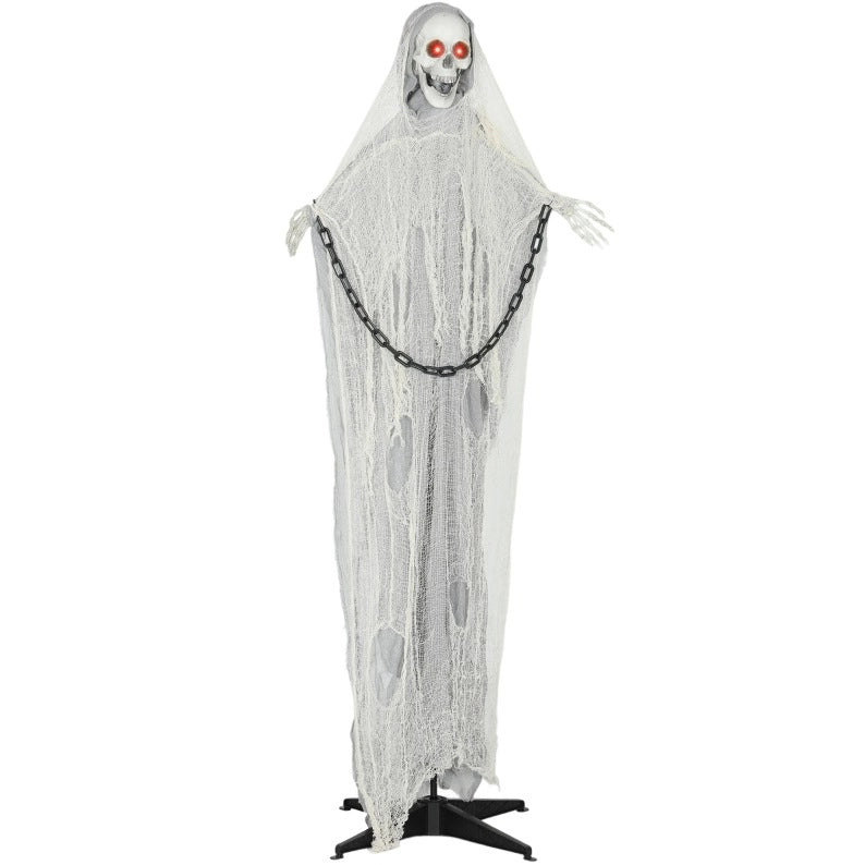 DECORAZIONE HALLOWEEN Scheletro Mietitore 70x16x183 cm Grigio con LED