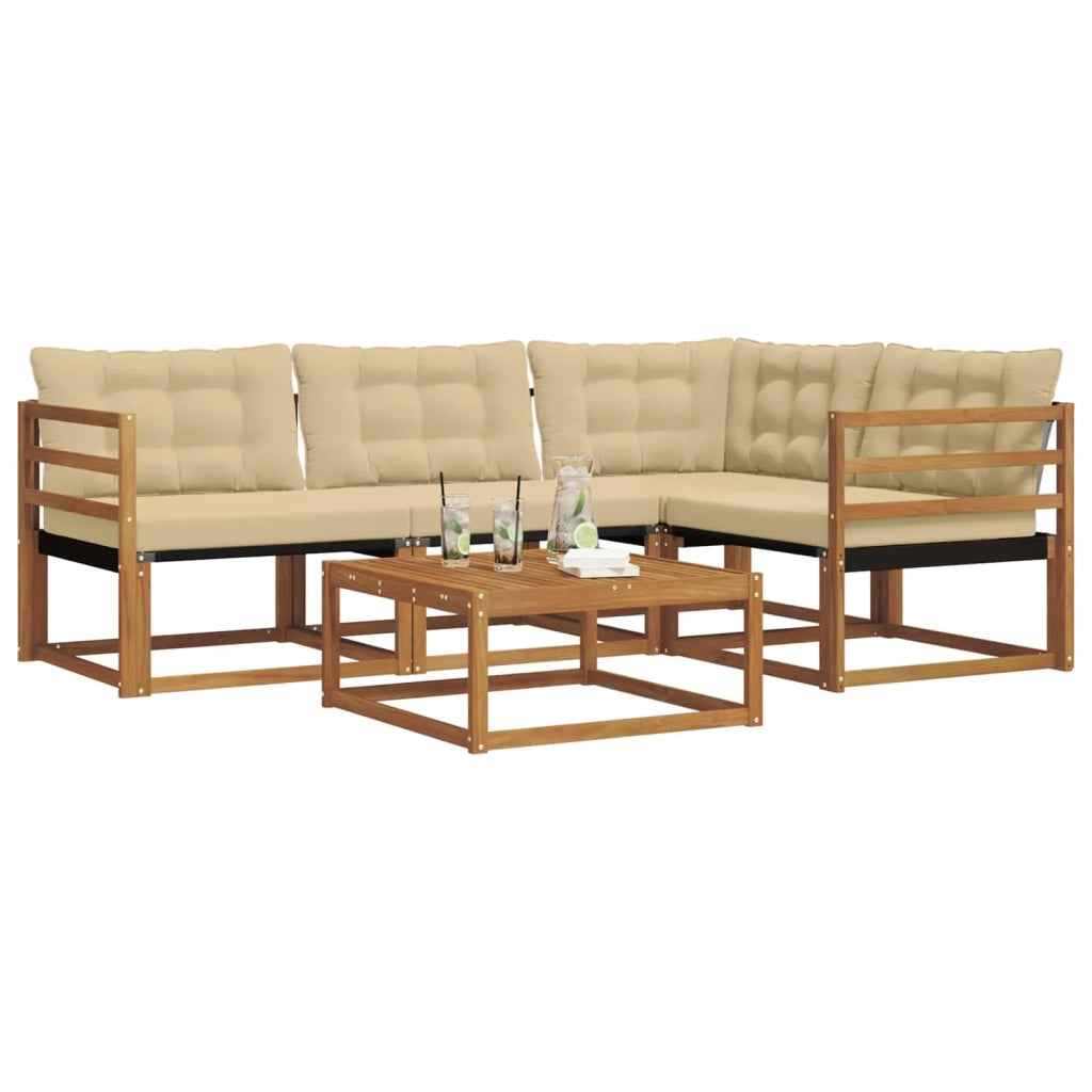 Set di divani da esterno 5 pz Naturale e Beige 3369424