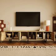 Mobile TV con ante curve e ripiani aperti 191x38x46;5 cm; naturale