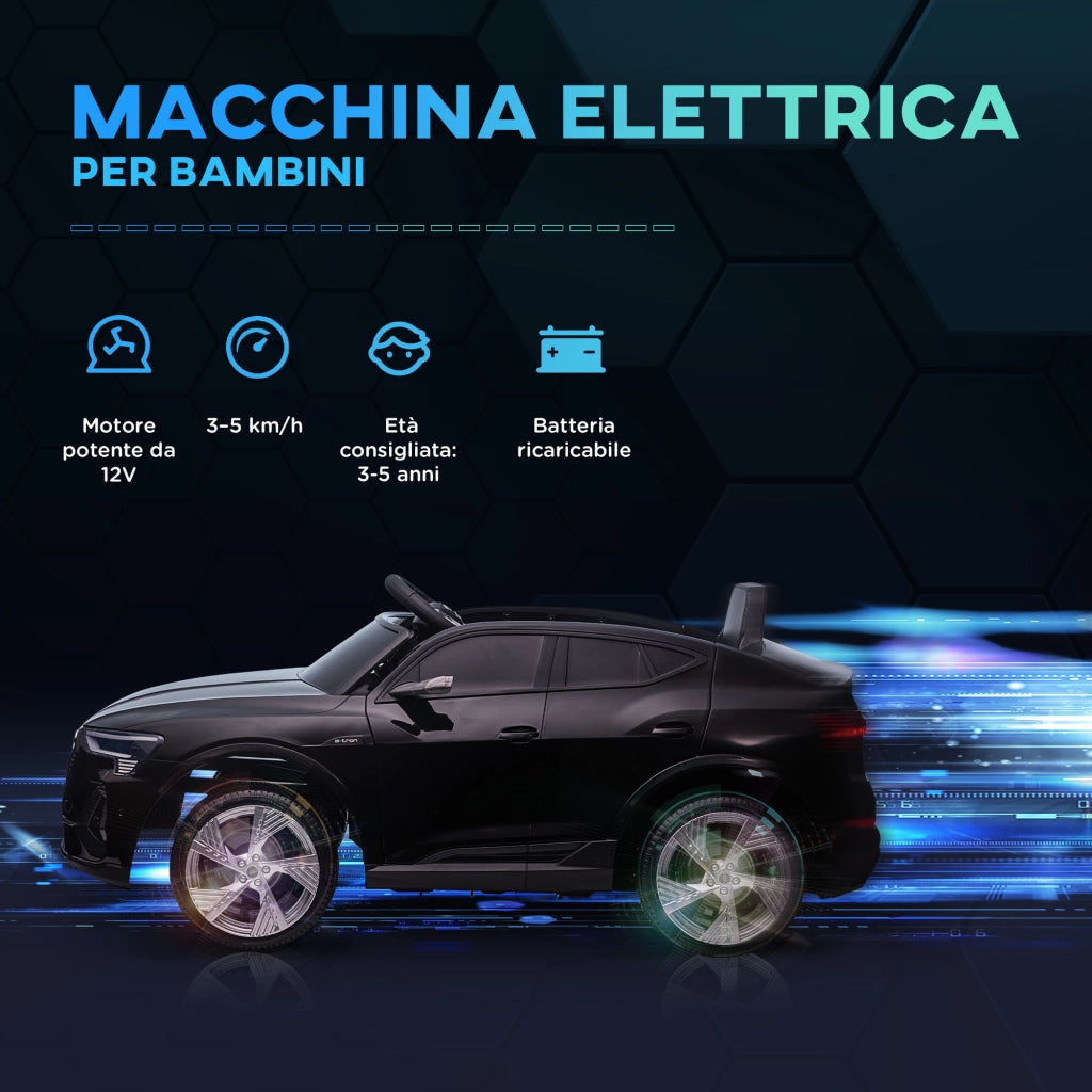 Macchina Elettrica per Bambini 12V ¨C Xylo ¨C Nero, con Telecomando, Luci e Musica, 3-5 Anni