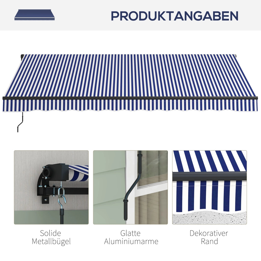 Tenda da sole per terrazza ¨C Zephmum ¨C Blu e bianco 400x300 cm