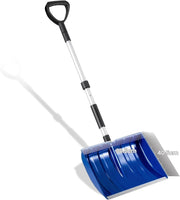 Pala da Neve Portatile, 122 cm Badile da Giardino Staccabile con Manico Ergonomico a D e Raschietto per Ghiaccio in Alluminio, per Vialetto e Auto (Blu + Argento)