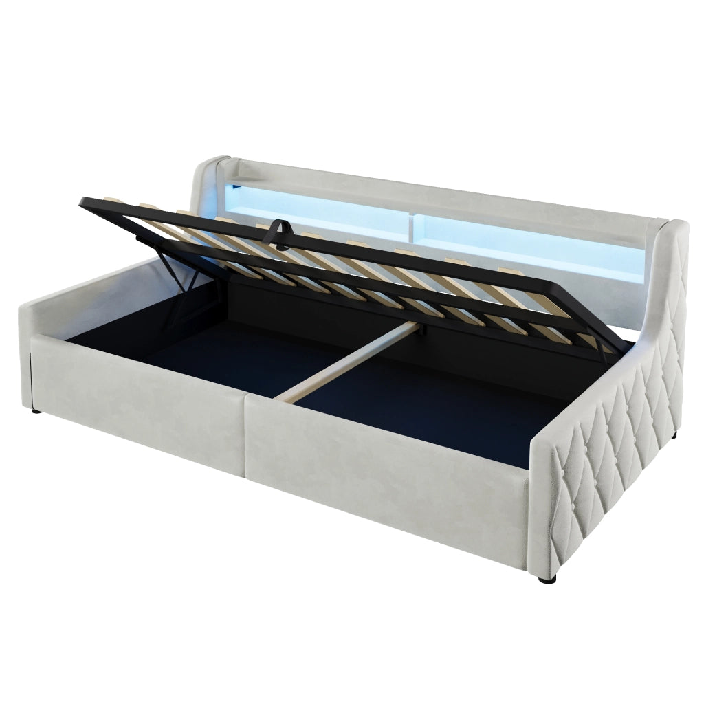 letto a piattaforma flanella off white 90 x 200 cm