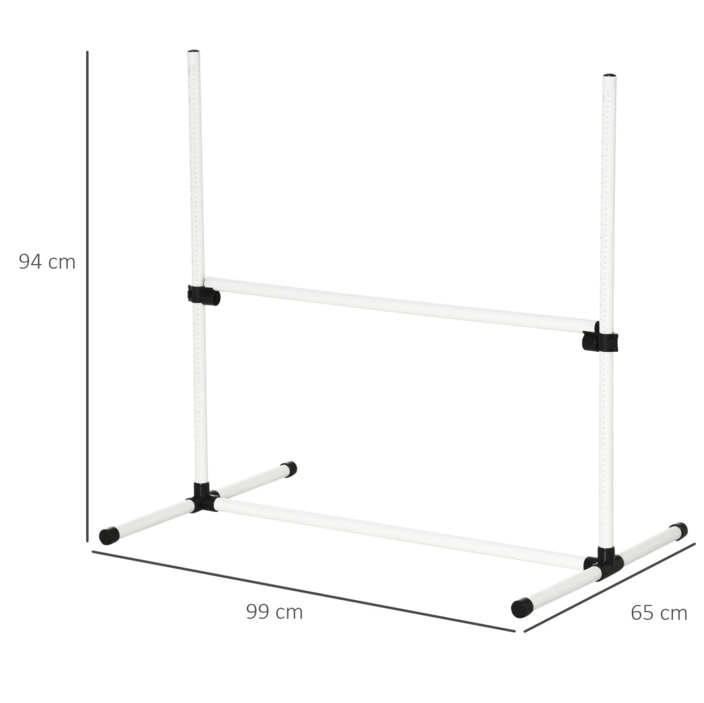 Set ostacoli agility per cani 99x65x94 cm in plastica bianca, altezza regolabile