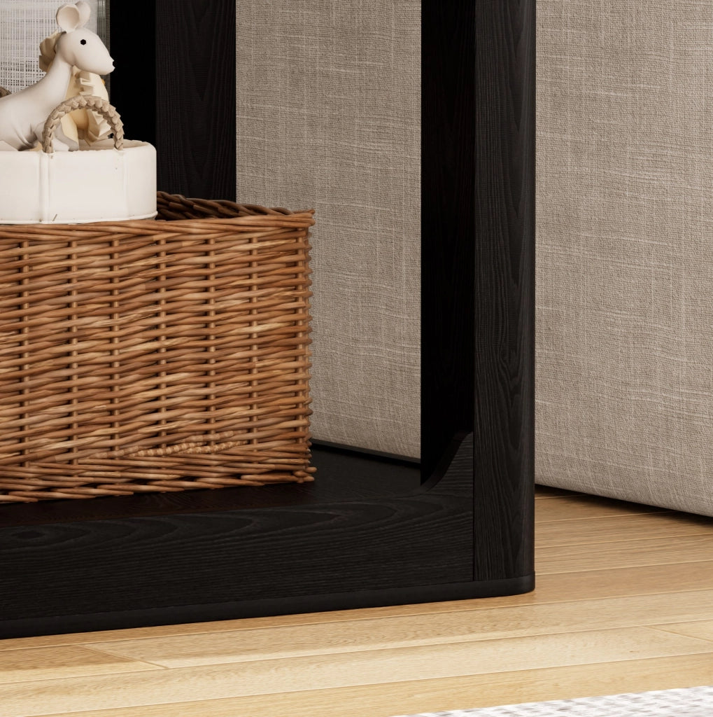 Set di 2 tavolini multiuso a 2 ripiani in MDF nero