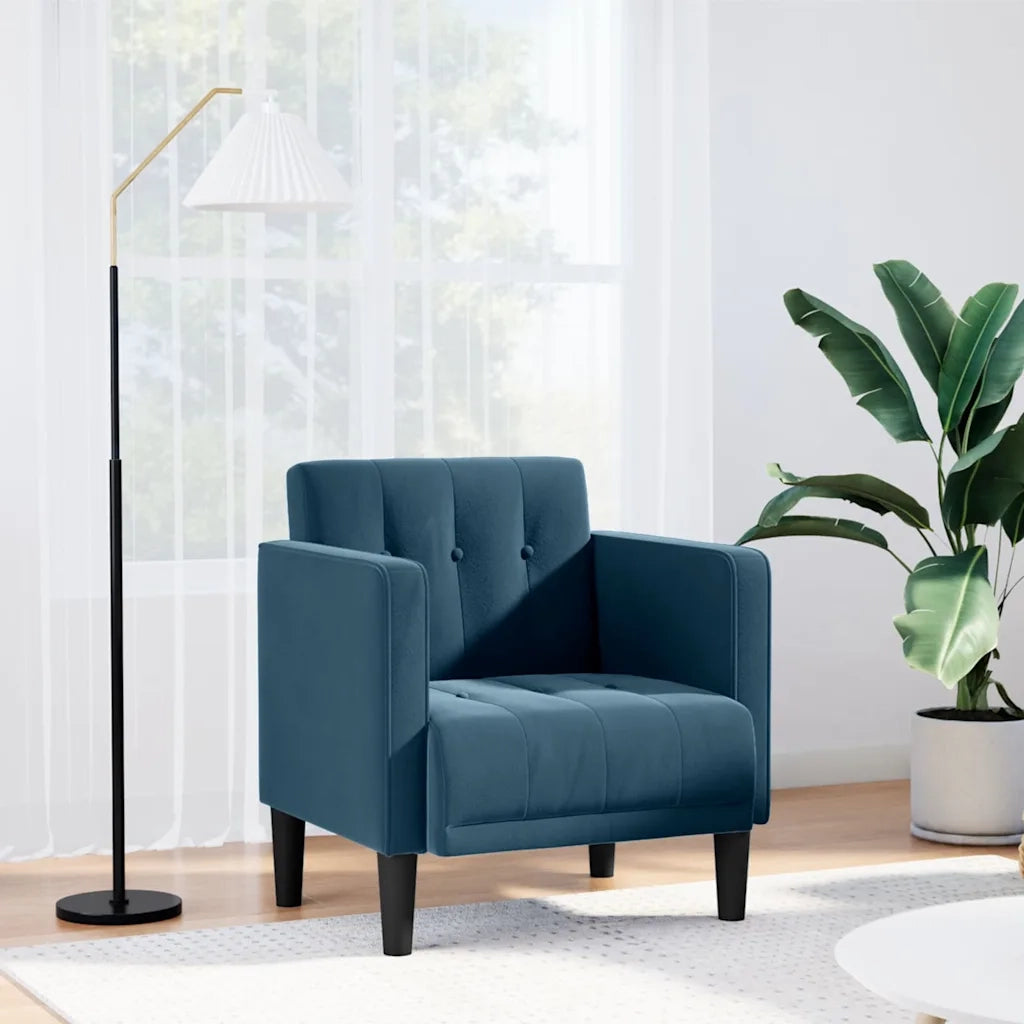 Divano Sedia con Braccioli Blu 53 cm in Velluto 4100552
