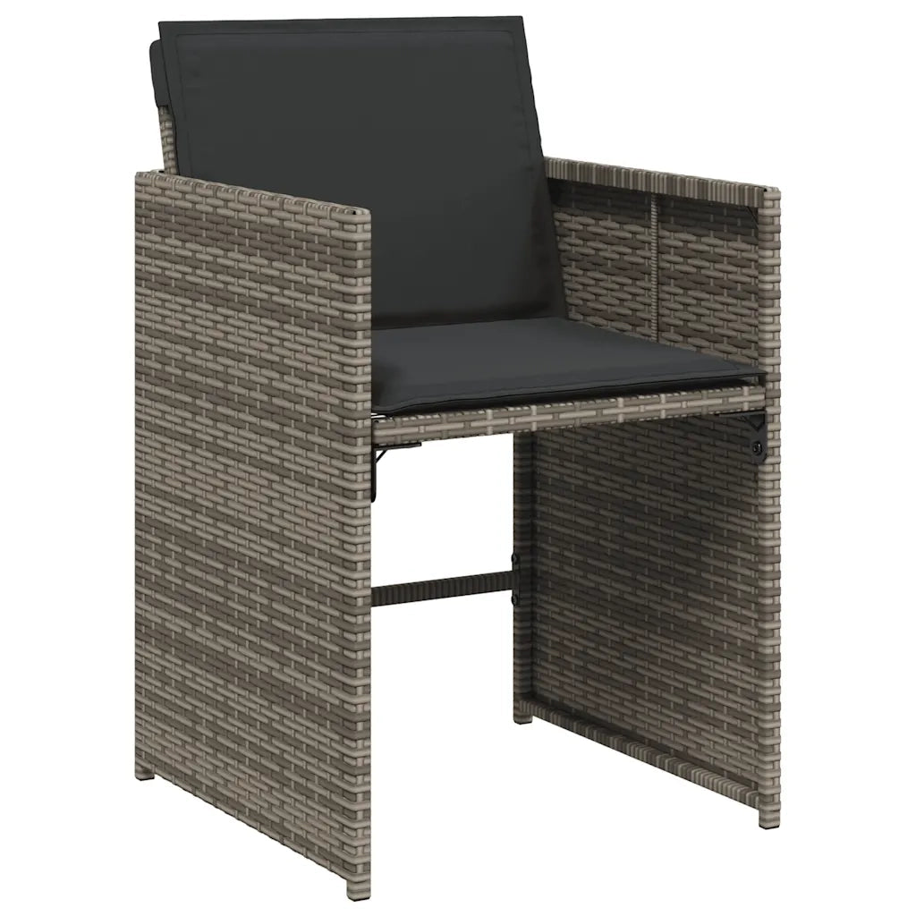 Set da Pranzo da Giardino 9 pz con Cuscini in Polyrattan Grigio 3211202