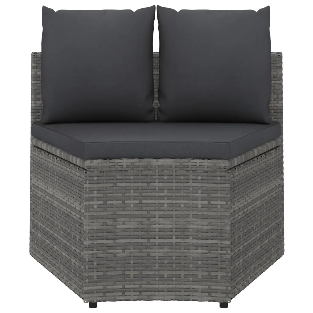 Set Divani da Giardino 9 pz con Cuscini in Polyrattan Grigio 3064899