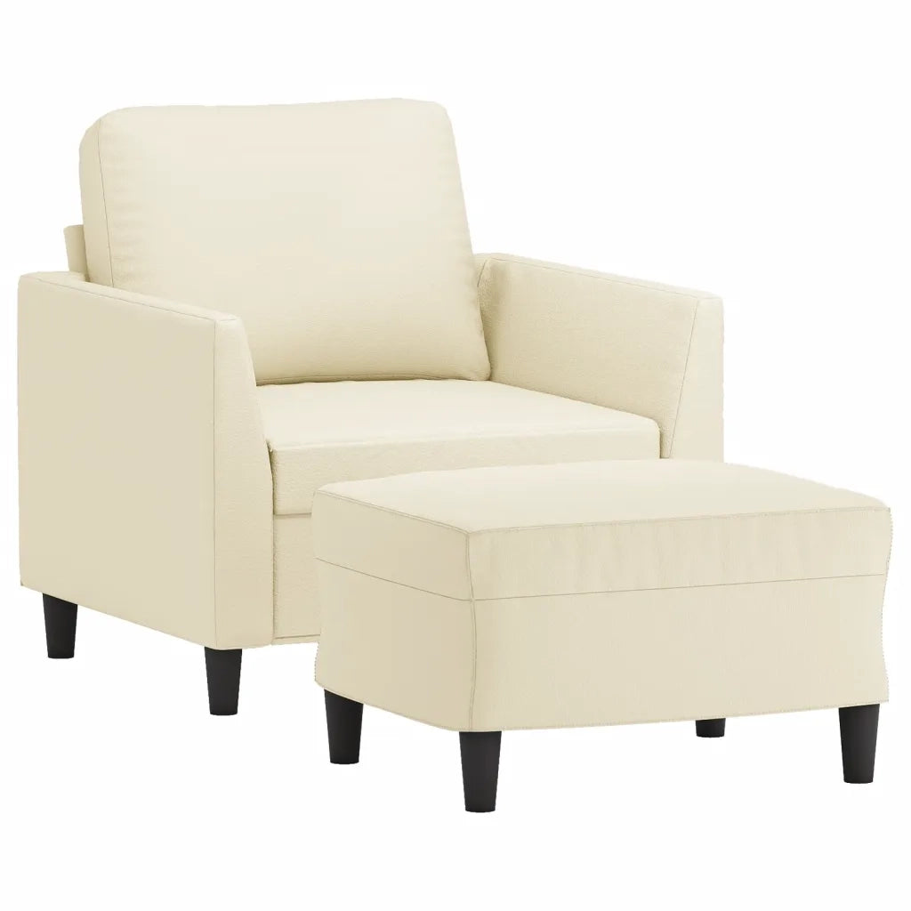 Poltrona con Poggiapiedi Crema 60 cm in Similpelle