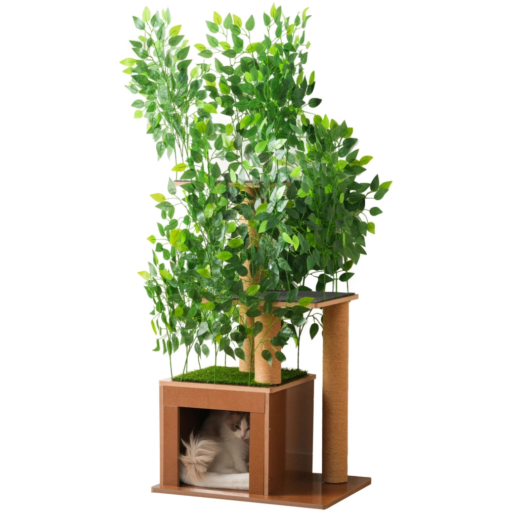 Tiragraffi per gatti ad albero 60x45x158 cm con 3 piattaforme in MDF; verde