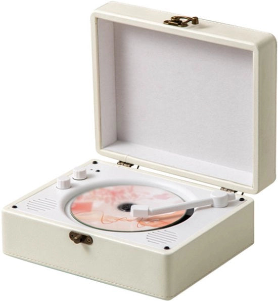 Cd Speler Portatile con Altoparlante, Transmissore Bluetooth, Ideale per Regali di Natale, Reprodotore di Musica di Fondo per la Casa, Bianco.