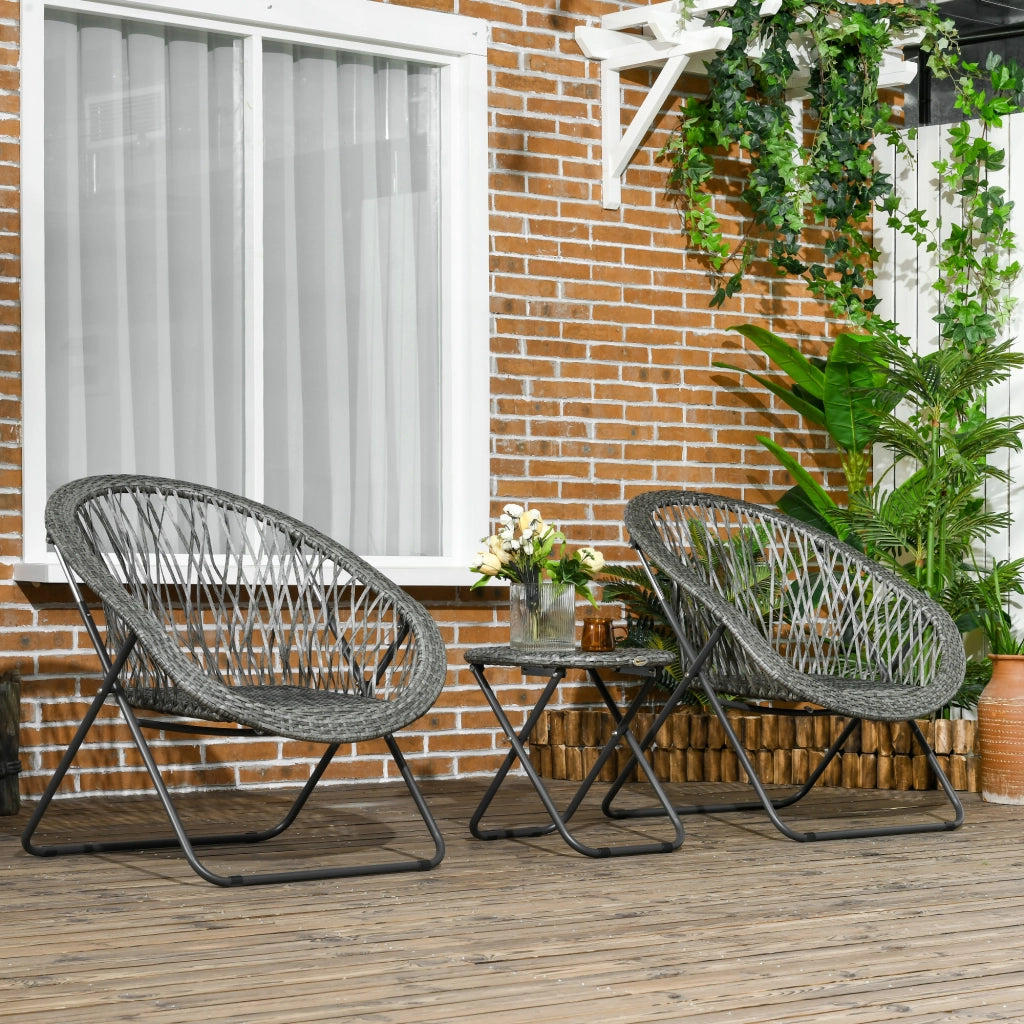 Set di balcone pieghevole da giardino con tavolino da caff¨¨ e 2 sedie grigio acciaio per patio e giardino