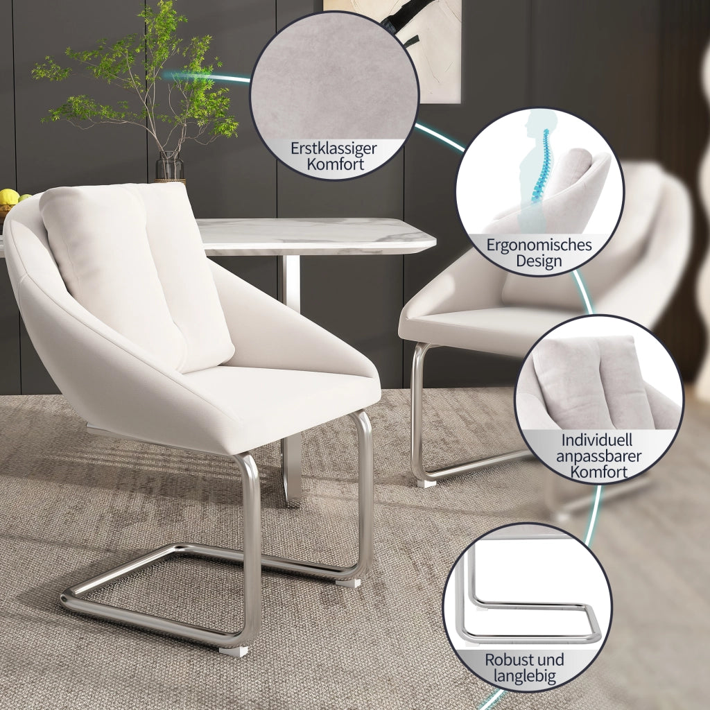 SEDIA in velluto beige Set da 6 pezzi