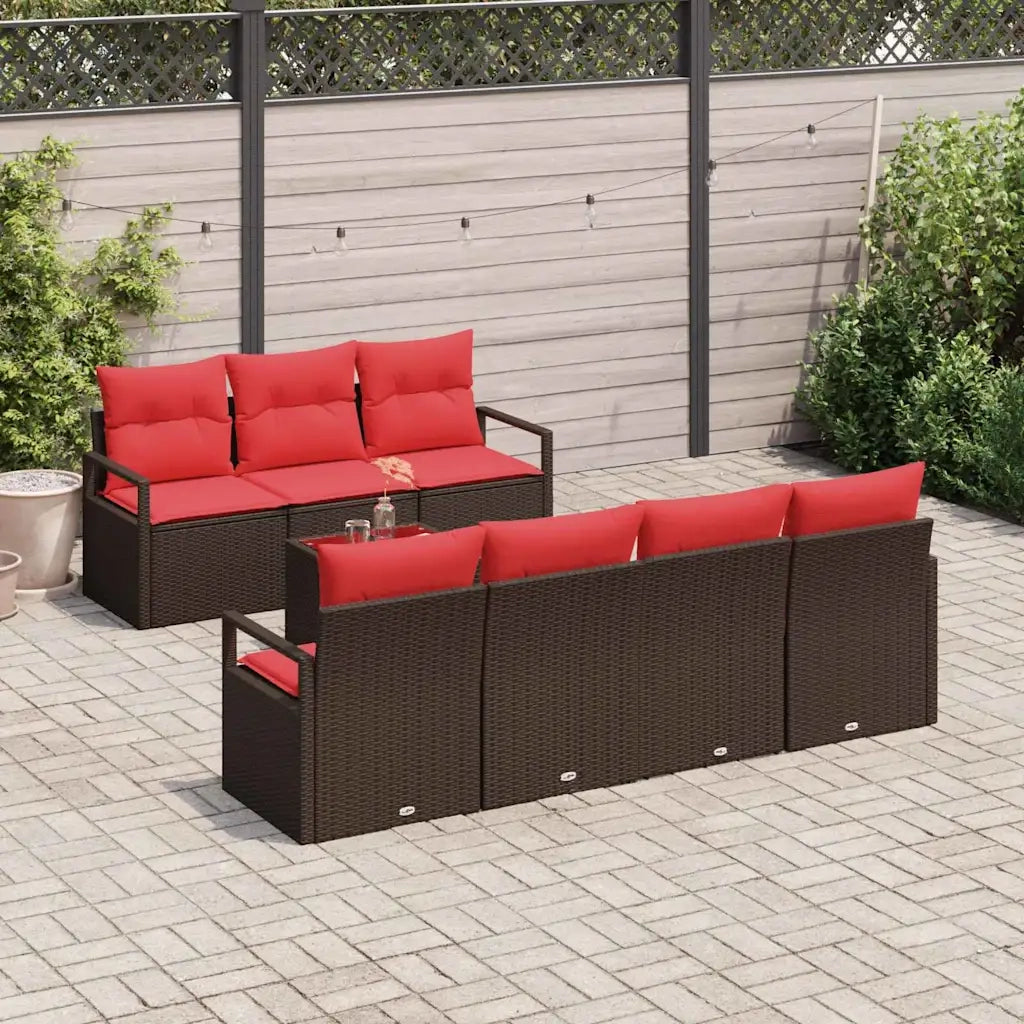 Set Divano da Giardino 8 pcs Beige e Rosso polyrattan 3354963