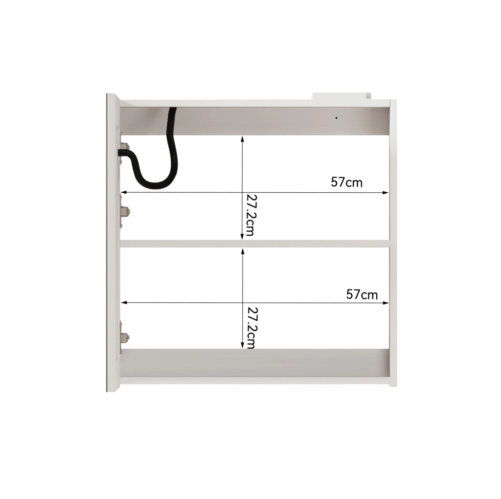 Armadio Specchio LED da 60 cm con Illuminazione Integrata e Ripiani, per Bagno, Soggiorno e Camera