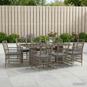 Set da pranzo per esterni 9 pz Grigio polyrattan 3448951