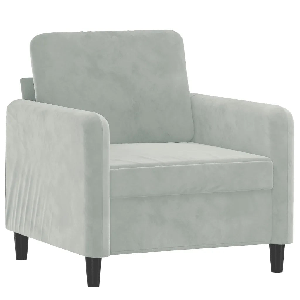 Set di Divani 3 pz Grigio Chiaro in Velluto