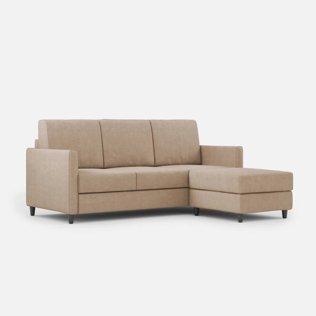 Divano 3 Posti con Pouf 198x155x85 cm Karay in Tessuto Beige
