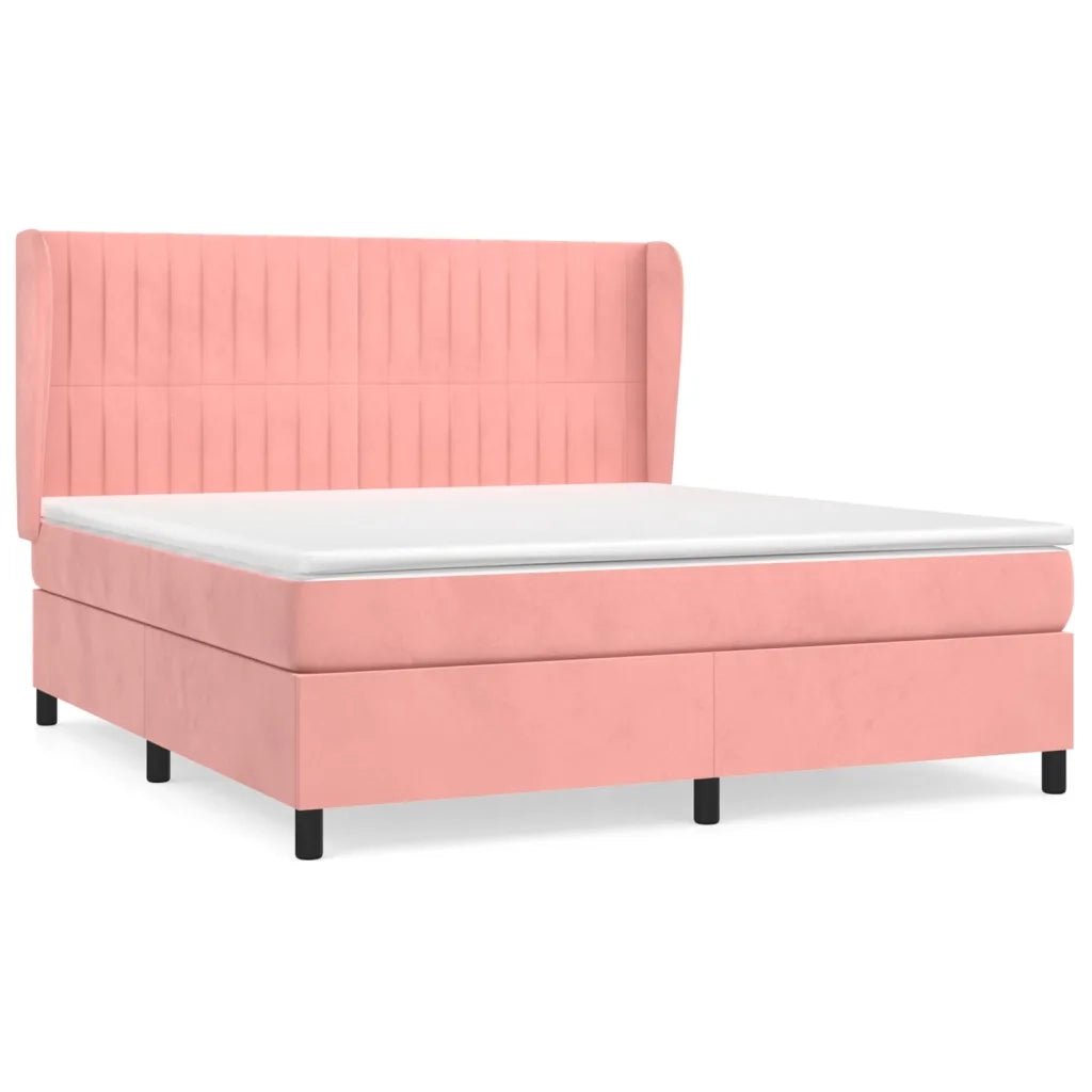 Giroletto a Molle con Materasso Rosa 180x200 cm in Velluto