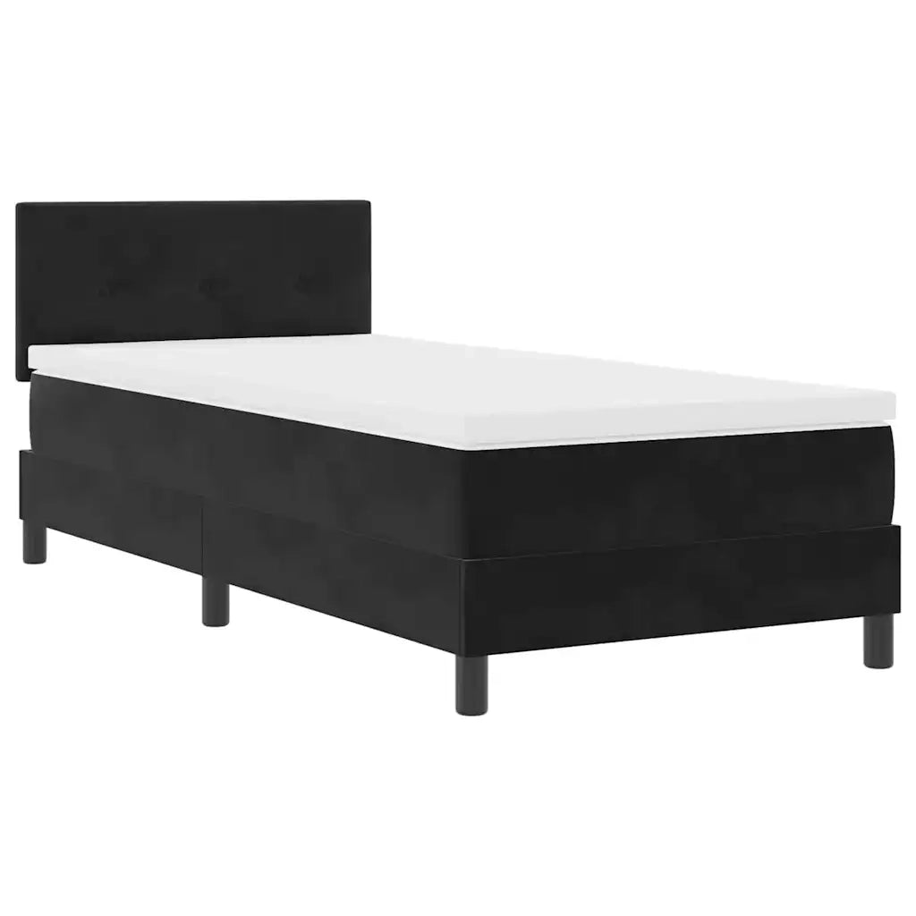 Letto a Sorgente LED con materasso Nero 90 x 200 cm Velluto