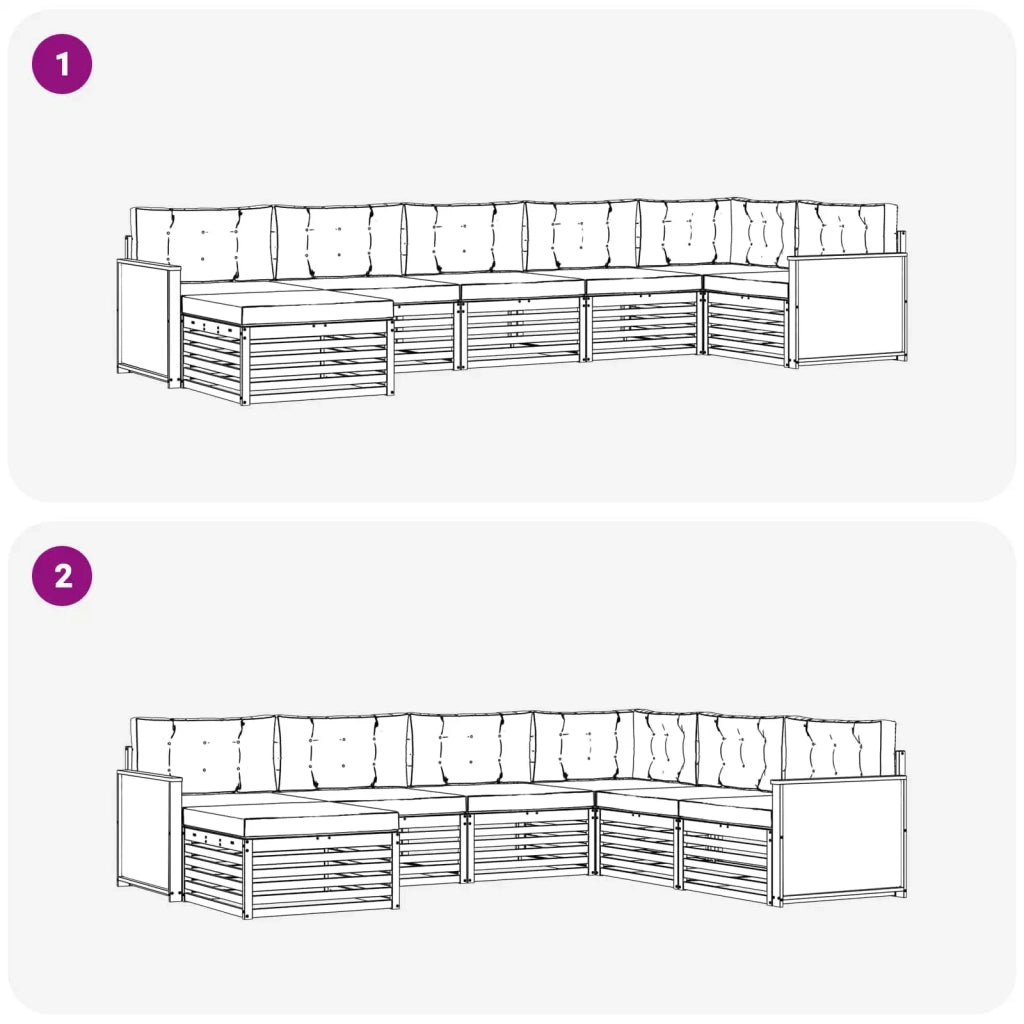 Set di divani da esterno 7 pz Naturale e Beige 3383631