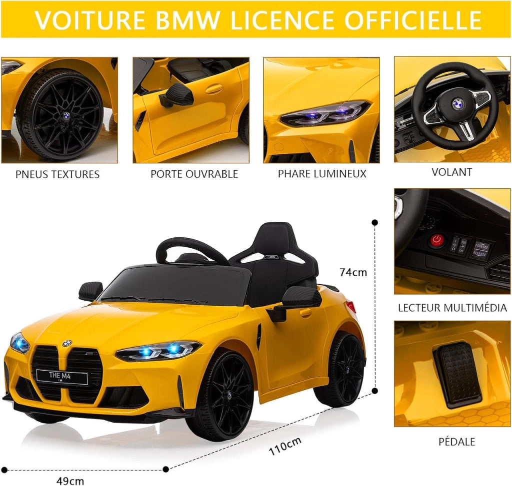 Auto Elettrica Sportiva per Bambini 12V Coupé con Telecomando; Bluetooth; Luci LED e Musica; da 3 Anni
