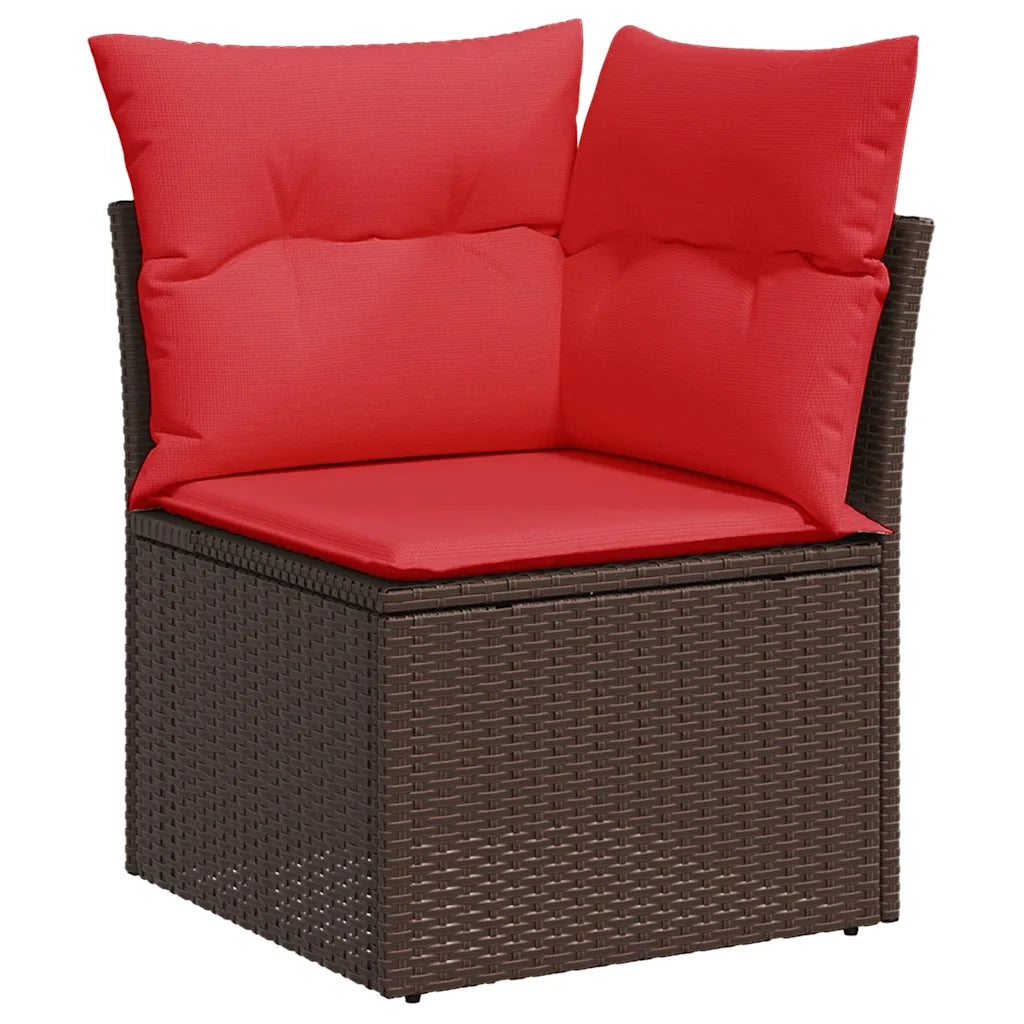 Set Divani da Giardino 10 pz con Cuscini Marrone in Polyrattan 3223093