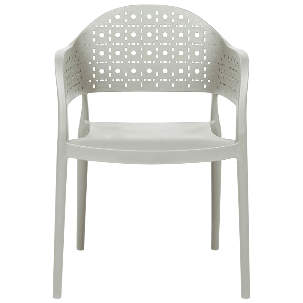 Set di 4 sedie da giardino in materiale sintetico verde chiaro impilabili per interni ed esterni stile classico