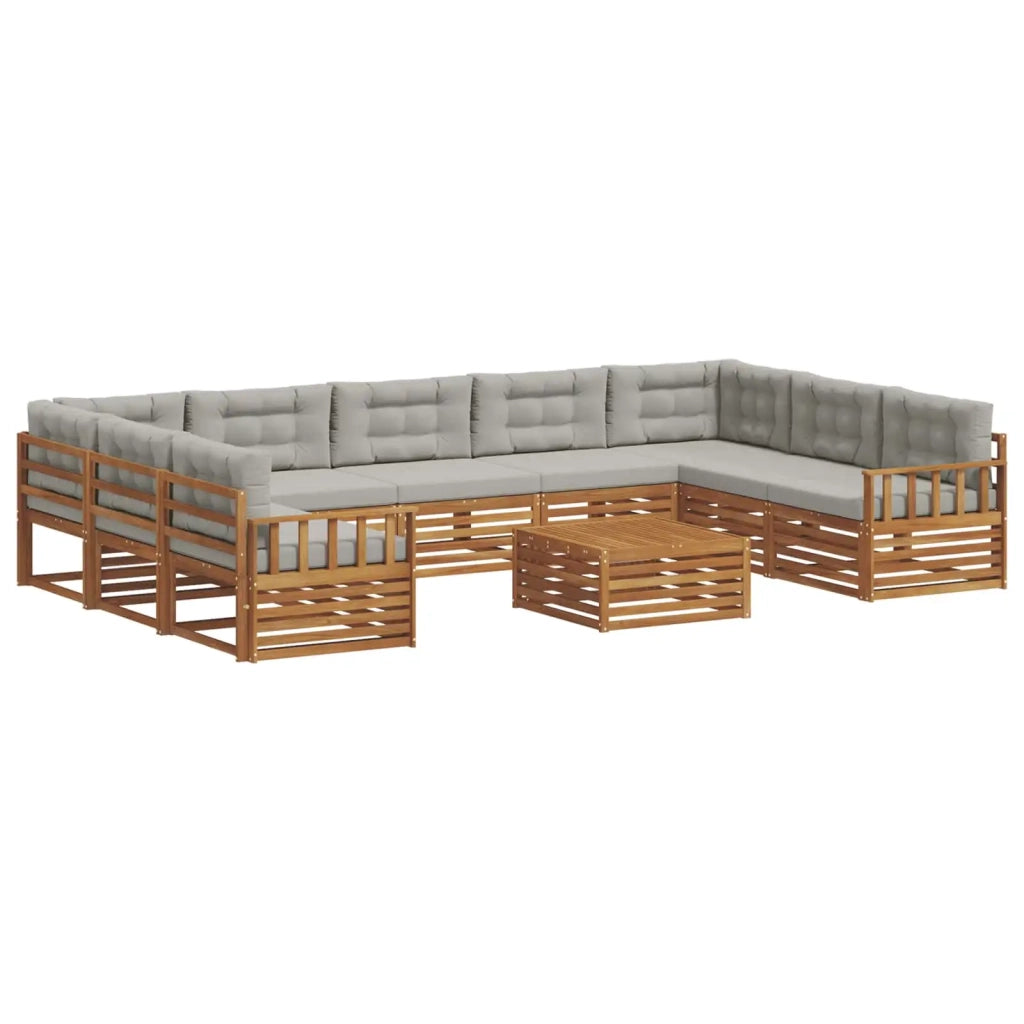 Set di divani da esterno 10 pcs Grigio Naturale e Chiaro 3374161