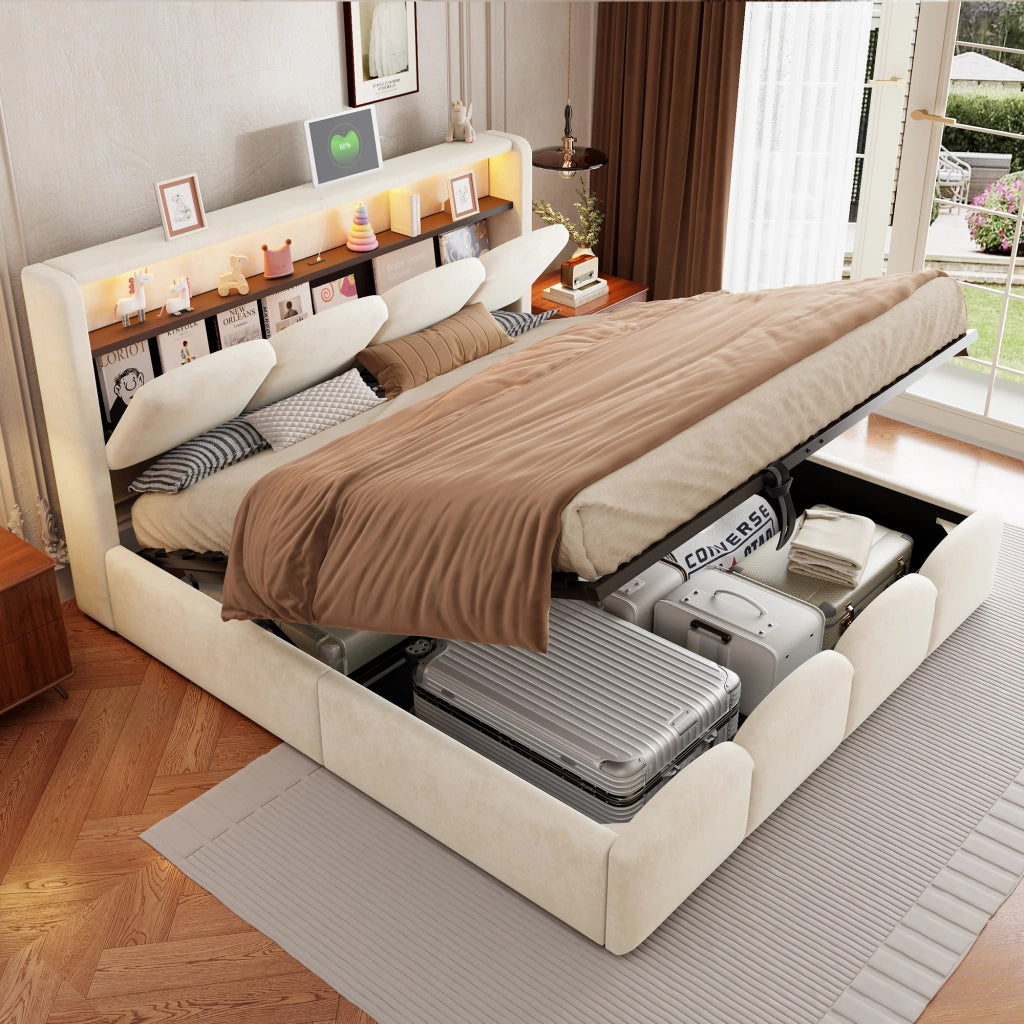 letto imbottito velluto beige 140 x 200 cm