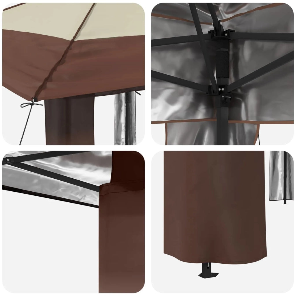 Gazebo senza Parete 2,6 x 2,6 m Crema e Marrone 42036800