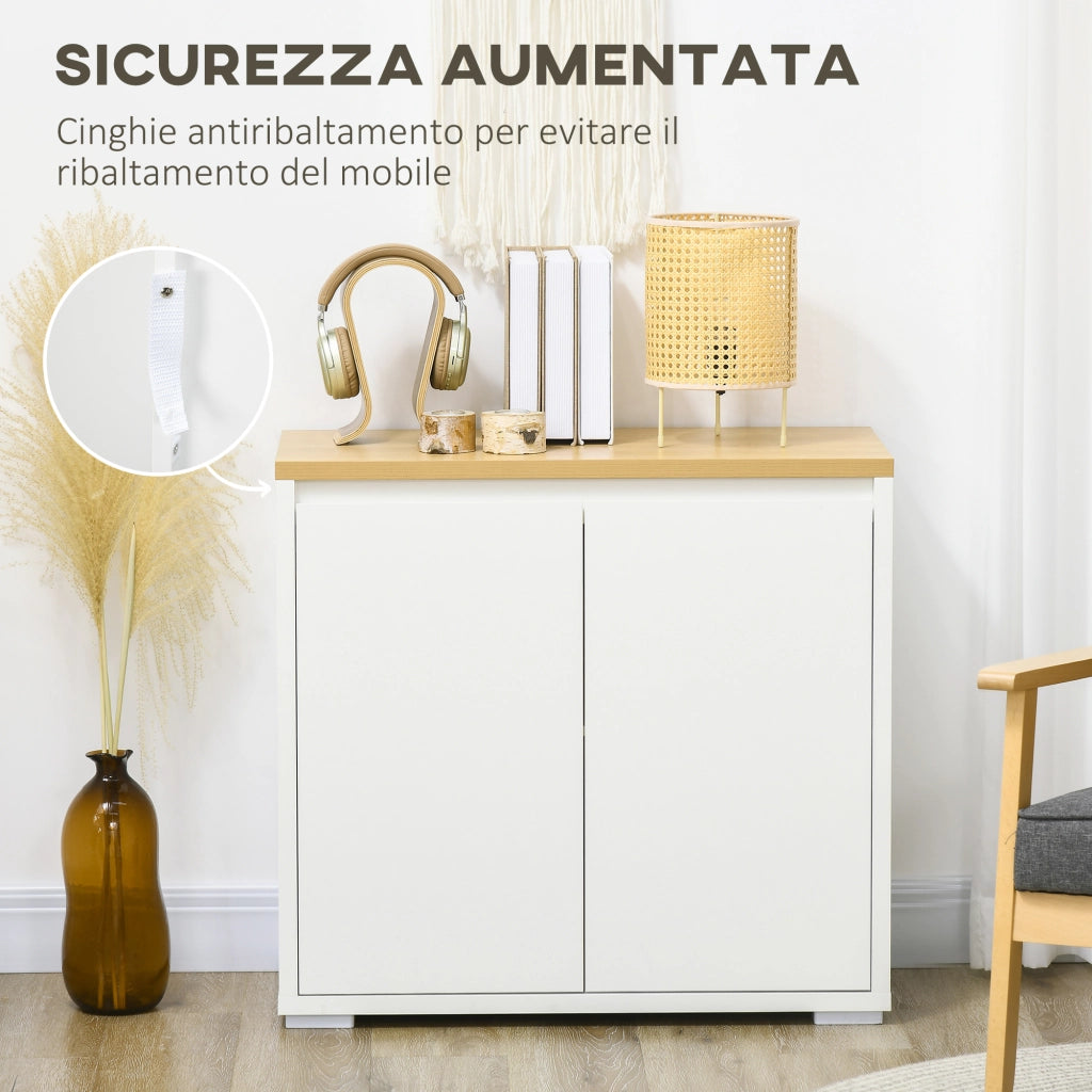 Cassettiera Multiuso con Armadietto ¨C Zephmum ¨C Bianco 80x37x75 cm