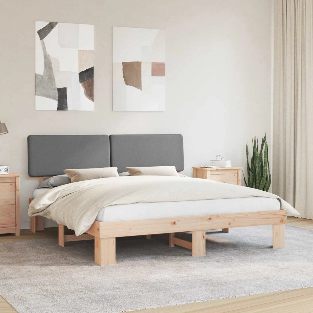 Letto con Testiera Rivestita Grigio chiaro 200 x 200 cm