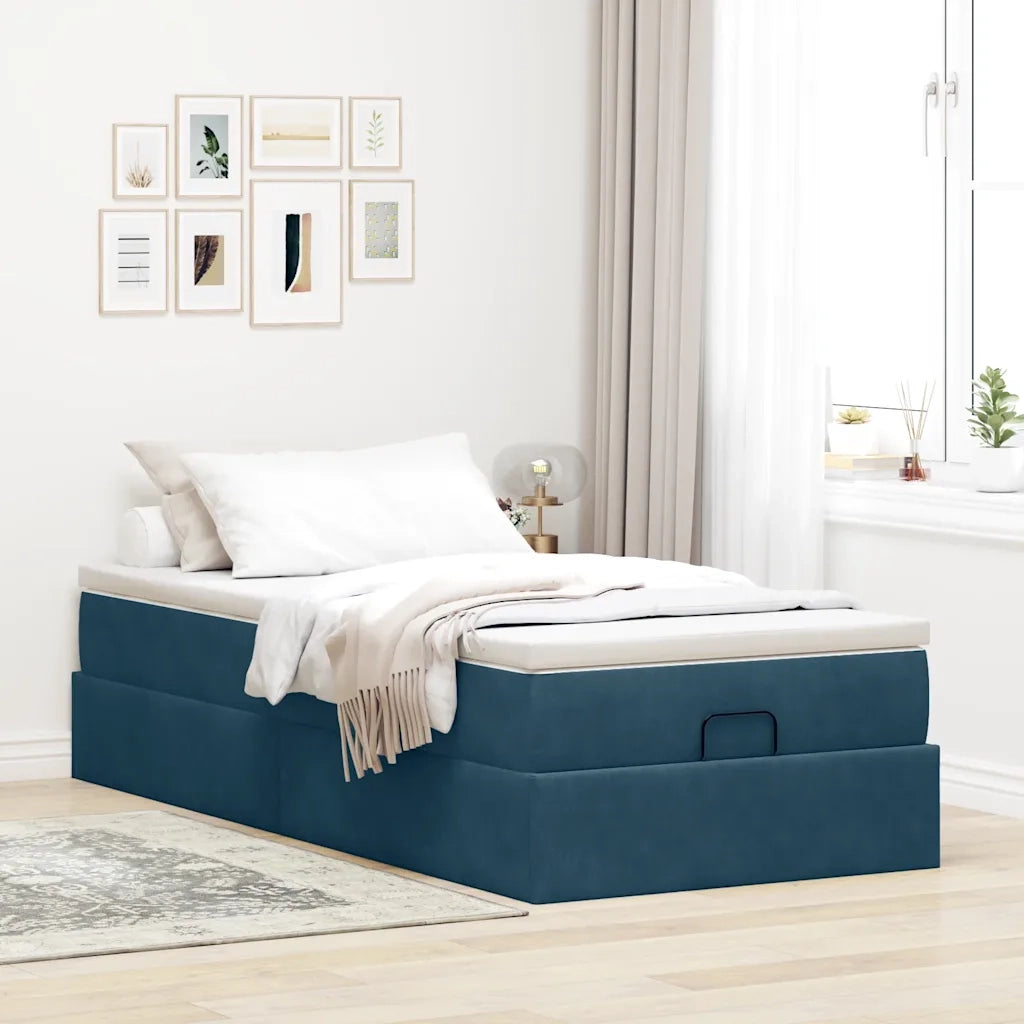 Struttura Letto Pouf con Materasso-Giroletto 80x200 cm Velluto