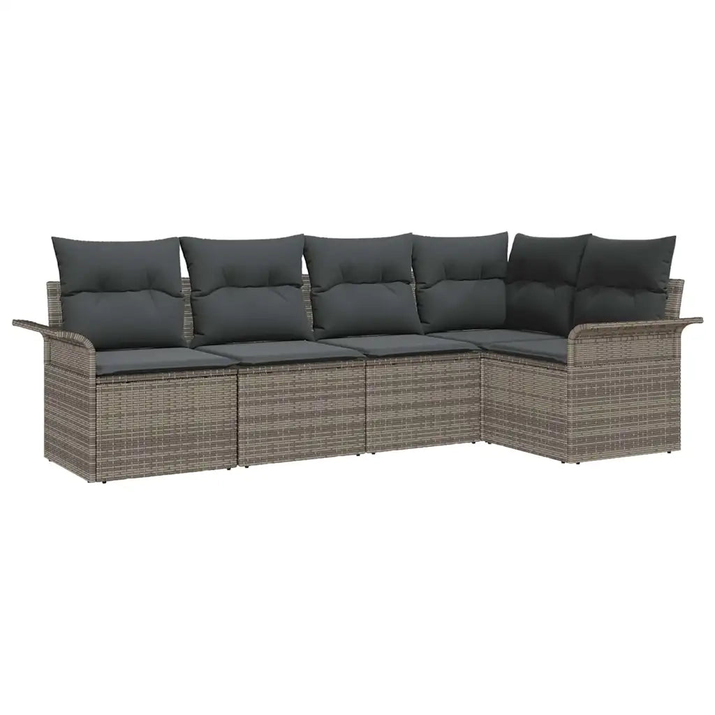 Set Divano da Giardino 5 pcs Grigio polyrattan